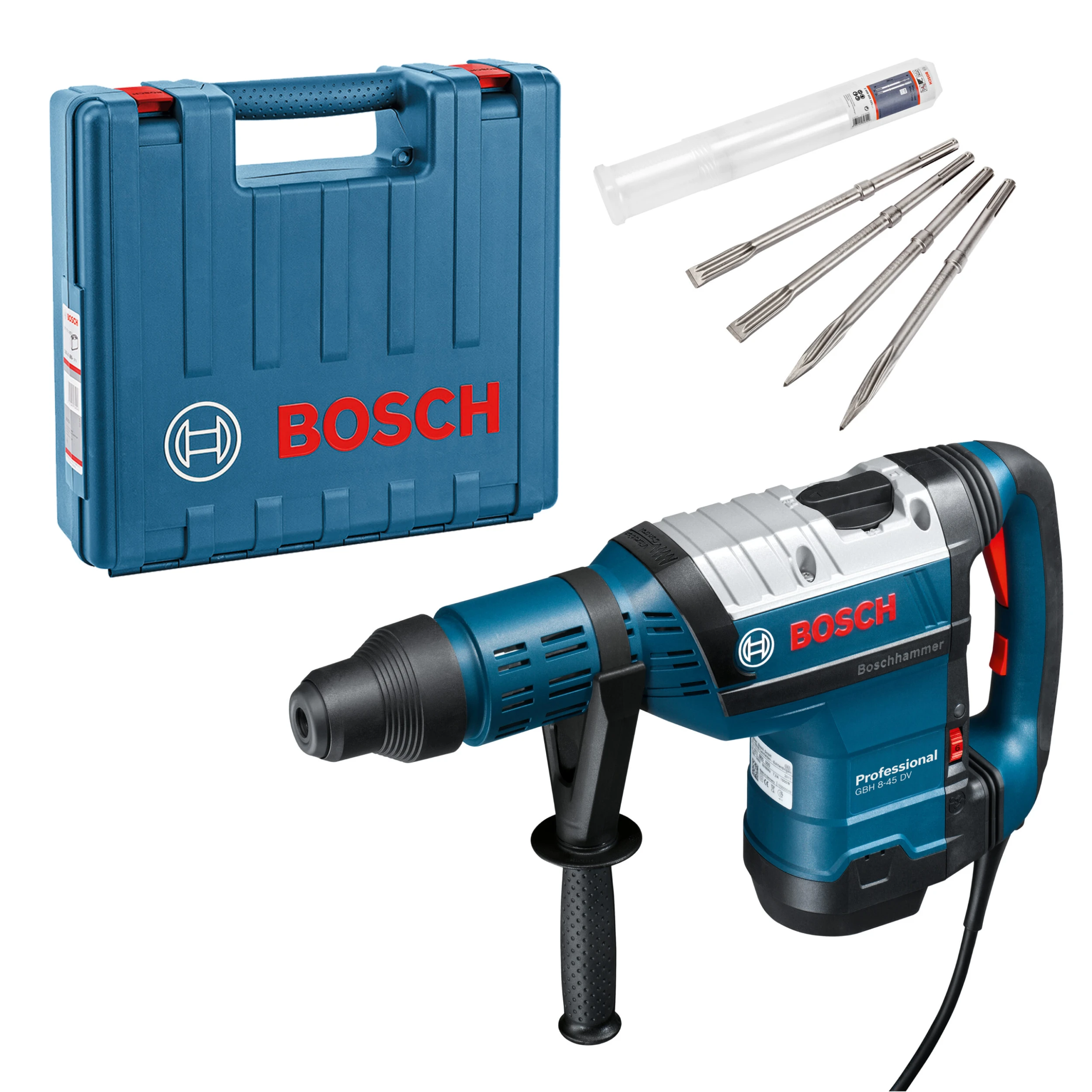 Bosch Bohrhammer GBH 8-45 DV UNI Mit SDS-max + Meißel-Set Im Handwerkerkoffer