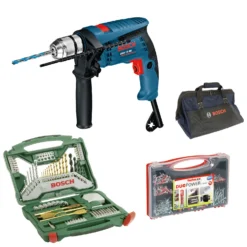 Bosch GSB 13 RE + 70-tlg X-Line-Set + Werkzeugtasche +Fischer Duopower+Schrauben