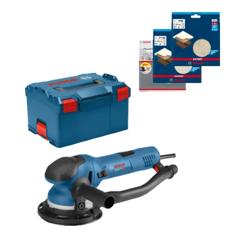 Bosch Exzenterschleifer GET 75-150 In L-Boxx Gr. 3 + Extra Schleifblättersets