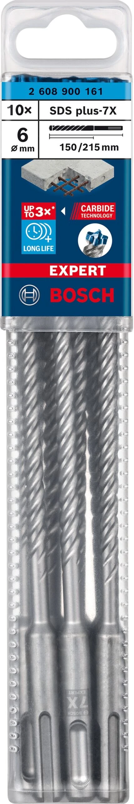 Bosch EXPERT SDS Plus-7X Hammerbohrer, 6 X 150 X 215 mm, 10 Stück