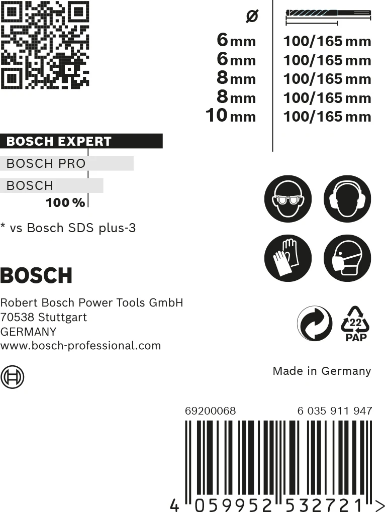 Bosch EXPERT SDS Plus-7X Hammerbohrer-Set 6/6/8/8/10 mm, 5 Stück – Bild 4