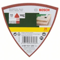 Bosch Schleifblatt-Set Für Deltaschleifer, 93 Mm, 180, 6 Löcher, 25er-Pack (2 607 017 109)