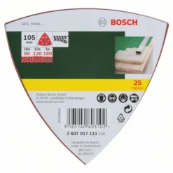 Bosch Schleifblatt-Set Für Deltaschleifer, 105 Mm, 60, 120, 180, 6 Löcher, 25er-Pack (2 607 017 111)