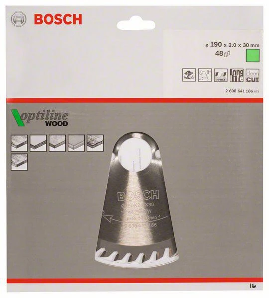 Bosch Kreissägeblatt Optiline Wood Für Handkreissägen, 190 X 30 X 2,0 Mm, 48 – Bild 2