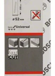 Bosch Diamanttrockenbohrkrone G 1/2 Zoll, Best For Universal, 52 Mm, 150 Mm, 4, 7 Mm (2 608 587 319)