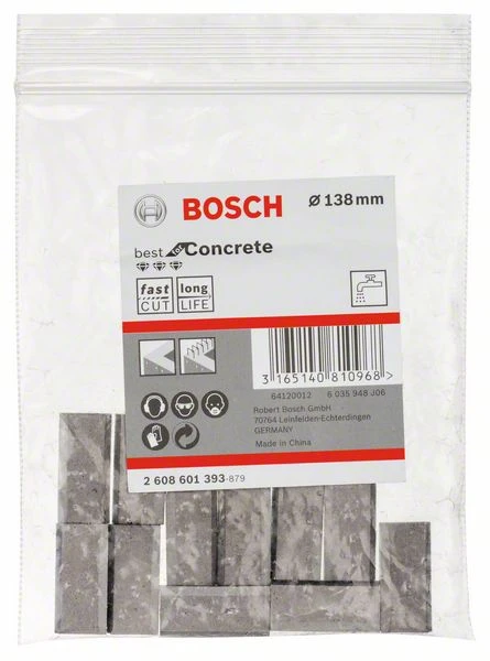 Bosch Segmente Für Diamantbohrkronen 1 1/4Zoll UNC Best For Concrete 11, 138mm, 11,5mm (2 608 601 393)