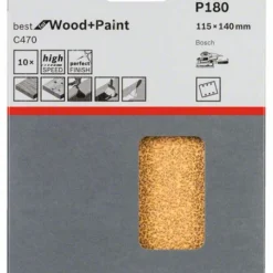 Bosch Schleifblatt C470, 115 X 140 Mm, 40, 60, 80, 120, 180, 6 Löcher, 10er-Pack (2 608 608 Y00)