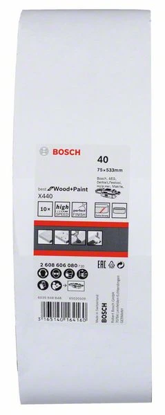Bosch Schleifband-Set X440 Best For Wood And Paint, 10-teilig, 75 X 533 Mm, 40 (2 608 606 080) – Bild 2