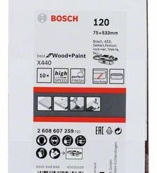 Bosch Schleifband-Set X440 Best For Wood And Paint, 10-teilig, 75 X 533 Mm, 120 (2 608 607 259)