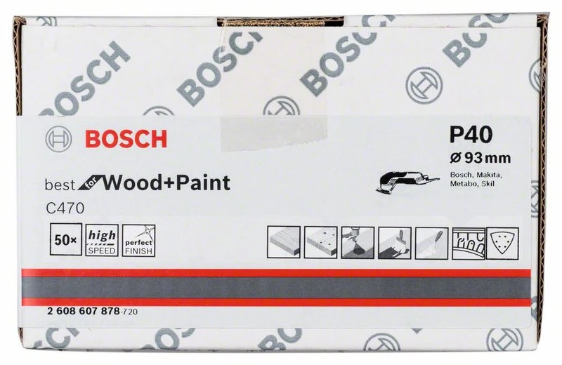 Bosch Schleifblatt C470, 93 Mm, 40, 6 Löcher, Klett, 50er-Pack (2 608 607 878) – Bild 2