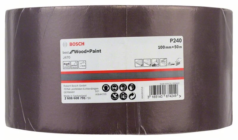 Bosch Schleifrolle J470 Best For Wood And Paint, Gewebeschleifrolle 100 Mm X 50 M, 240 (2 608 608 791)