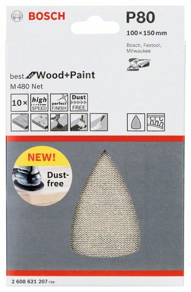 Bosch Schleifblatt M480 Net, Best For Wood And Paint, 100 X 150 Mm, 80, 10er-Pack (2 608 621 207) – Bild 2