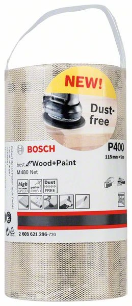 Bosch Schleifrolle M480 Net Best For Wood And Paint, 115 Mm X 5 M, 400 (2 608 621 296)