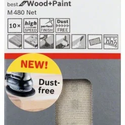 Bosch Schleifblatt M480 Net, Best For Wood And Paint, 70 X 125 Mm, 240, 10er-Pack (2 608 621 222)