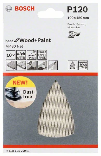 Bosch Schleifblatt M480 Net, Best For Wood And Paint, 100 X 150 Mm, 120, 10er-Pack (2 608 621 209) – Bild 2