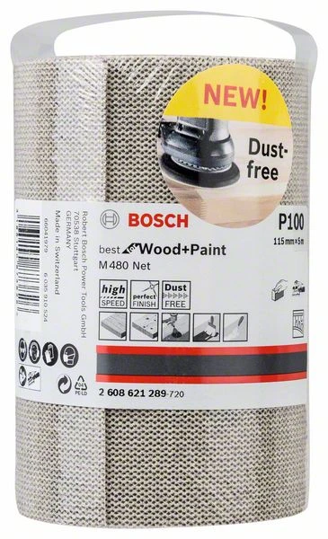 Bosch Schleifrolle M480 Net Best For Wood And Paint, 115 Mm X 5 M, 100 (2 608 621 289) – Bild 2