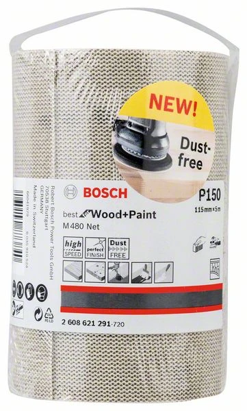 Bosch Schleifrolle M480 Net Best For Wood And Paint, 115 Mm X 5 M, 150 (2 608 621 291)