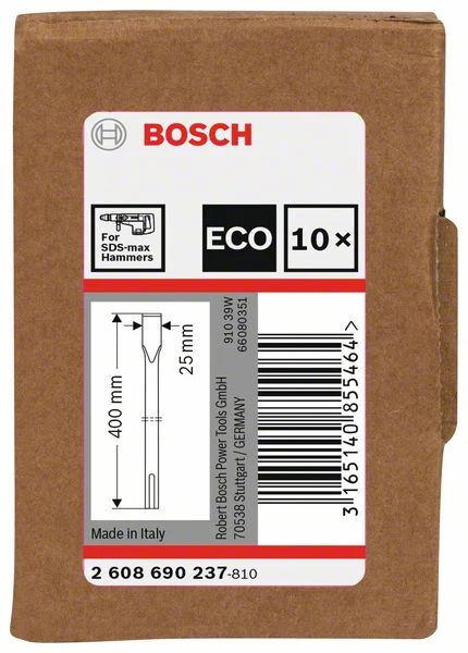 Bosch Flachmeißel Mit SDS Max-Aufnahme, 25 X 400 Mm, 10er-Pack (2 608 690 237)