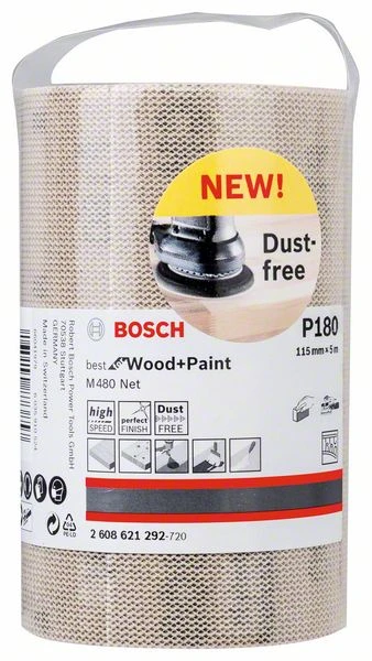 Bosch Schleifrolle M480 Net Best For Wood And Paint, 115 Mm X 5 M, 180 (2 608 621 292) – Bild 2