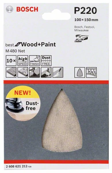 Bosch Schleifblatt M480 Net, Best For Wood And Paint, 100 X 150 Mm, 220, 10er-Pack (2 608 621 212) – Bild 2