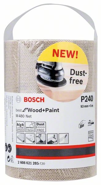 Bosch Schleifrolle M480 Net Best For Wood And Paint, 93 Mm X 5 M, 240 (2 608 621 285)