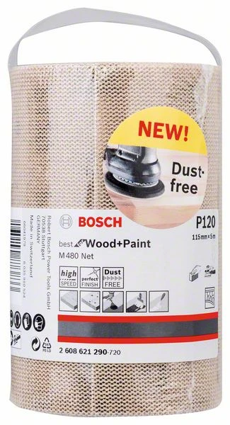 Bosch Schleifrolle M480 Net Best For Wood And Paint, 115 Mm X 5 M, 120 (2 608 621 290) – Bild 2