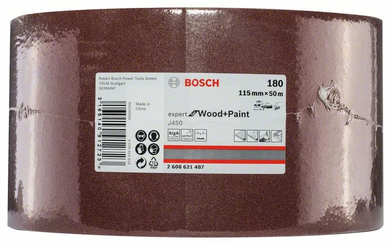 Bosch Schleifrolle J450 Expert For Wood And Paint, 115 Mm X 50 M, 180 (2 608 621 487)