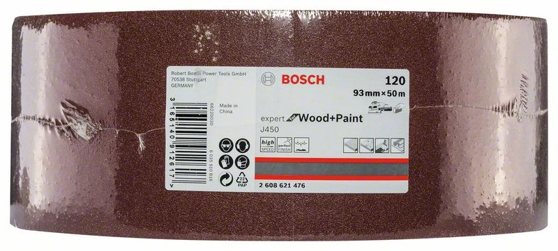 Bosch Schleifrolle J450 Expert For Wood And Paint, 93 Mm X 50 M, 120 (2 608 621 476)