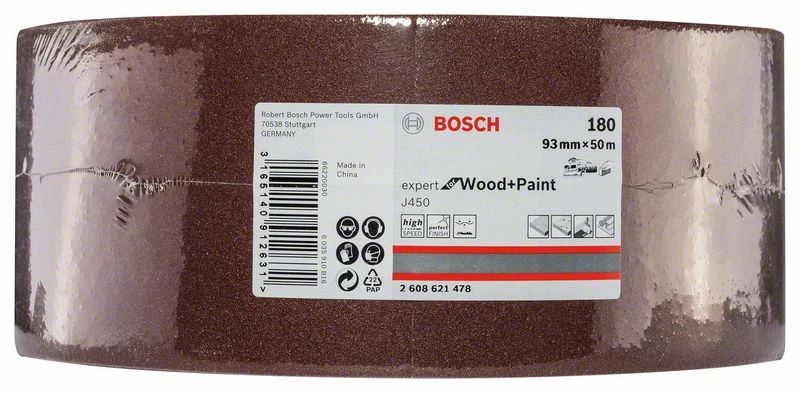 Bosch Schleifrolle J450 Expert For Wood And Paint, 93 Mm X 50 M, 180 (2 608 621 478)