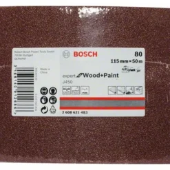Bosch Schleifrolle J450 Expert For Wood And Paint, 115 Mm X 50 M, 80 (2 608 621 483)