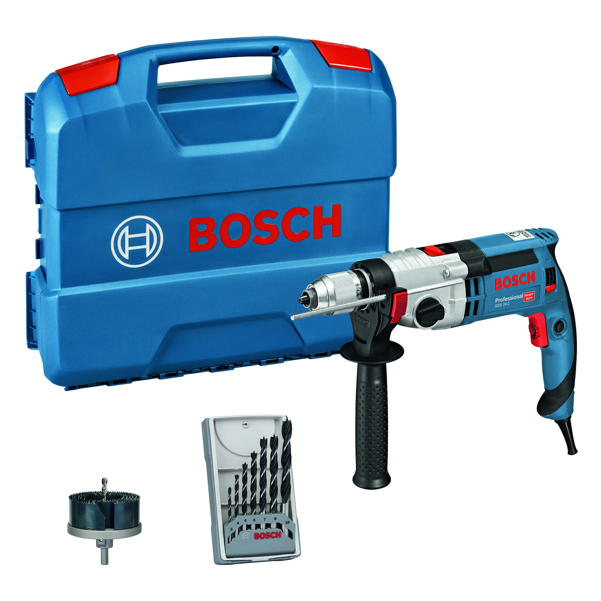 Bosch Schlagbohrmaschine GSB 24-2 Mit Holzbohrer-Set Und Lochsäge Im L-Case – Bild 2